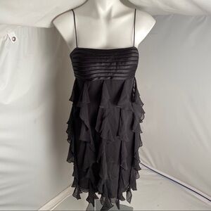 Chetta B black satin and chiffon dress spaghetti straps cocktail dress 8
